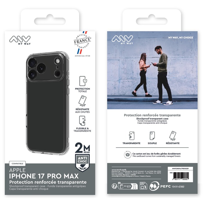 COQUE RENFORCEE 2M TRANSPARENTE IPHONE 17 PRO MAX