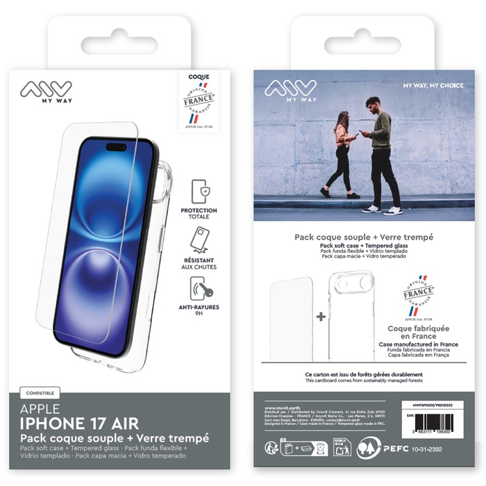 PACK COQUE SOUPLE + VERRE TREMPE IPHONE 17 AIR