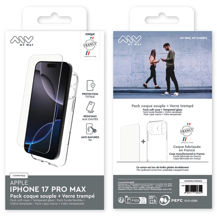 PACK COQUE SOUPLE + VERRE TREMPE IPHONE 17 PRO MAX