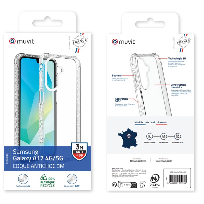 COQUE TRANSPARENTE RENFORCEE 3M SAMSUNG GALAXY A17 4G/5G