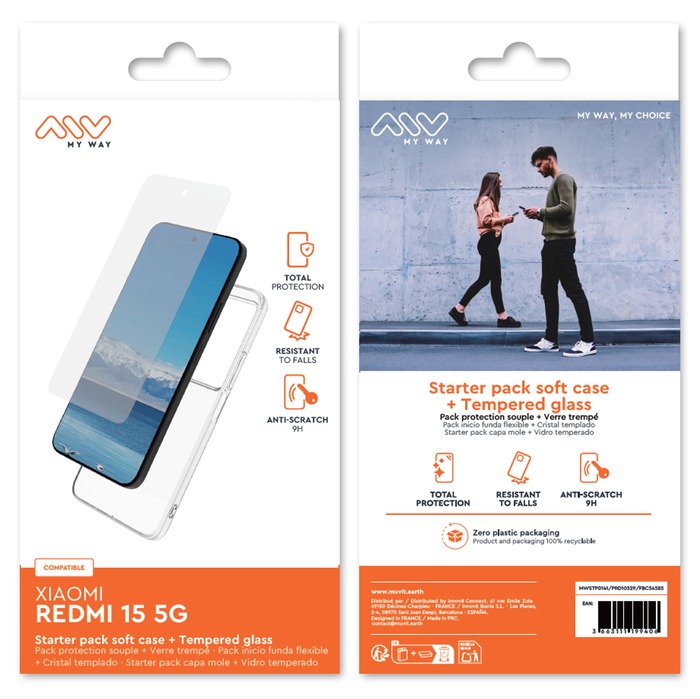 STARTER PACK COQUE SOUPLE + VERRE TREMPE XIAOMI REDMI 15 5G
