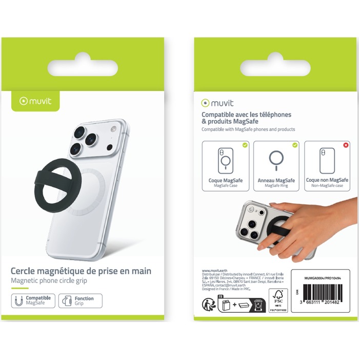 CIRCLE GRIP SILICONE TRANSLUCIDE MAGSAFE NOIR