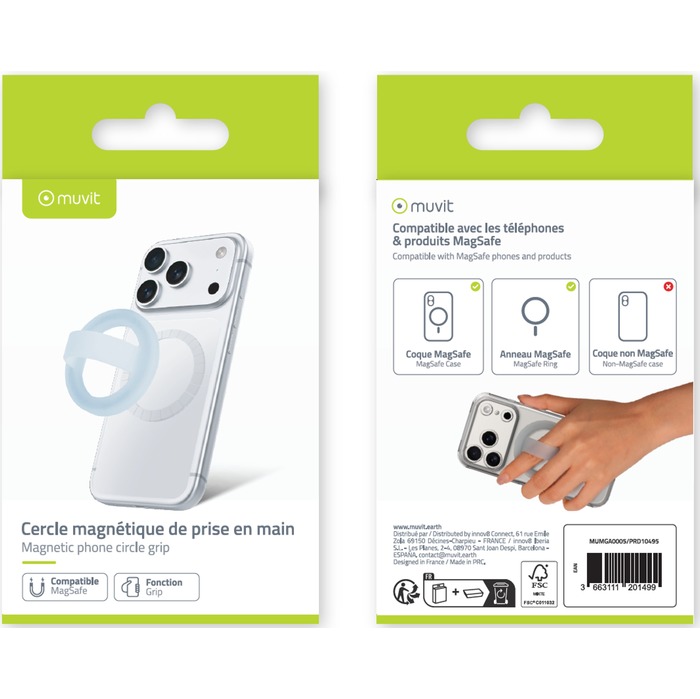 CIRCLE GRIP SILICONE TRANSLUCIDE MAGSAFE BLEU