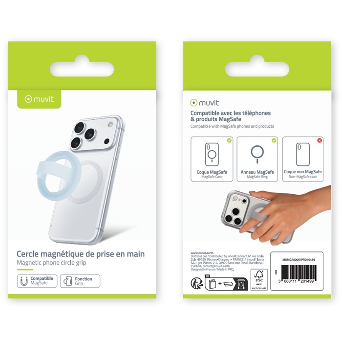 CIRCLE GRIP SILICONE TRANSLUCIDE MAGSAFE BLEU