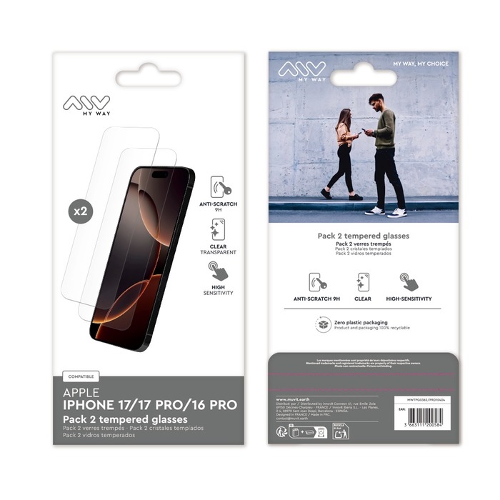 PACK 2 VERRES TREMPES IPHONE 17/17 PRO/16 PRO
