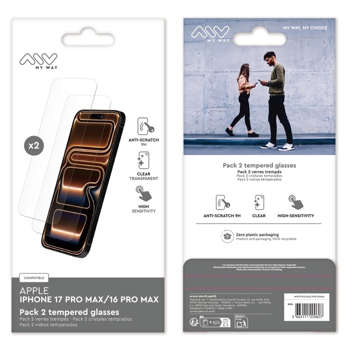 PACK 2 VERRES TREMPES IPHONE 17 PRO MAX/16 PRO MAX