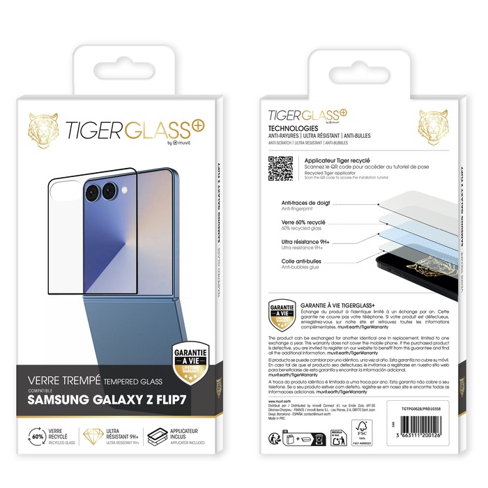 TIGER GLASS PLUS VERRE TREMPE RECYCLE SAMSUNG GALAXY Z FLIP7