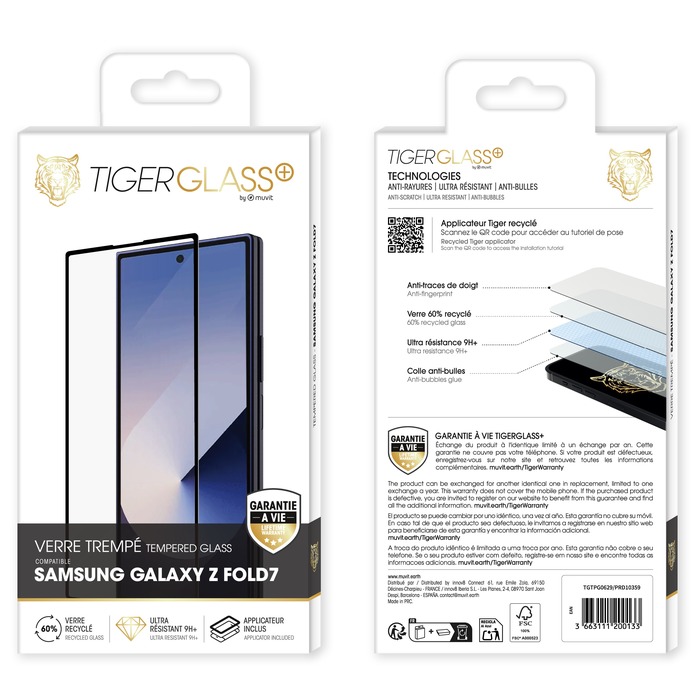 TIGER GLASS PLUS VERRE TREMPE RECYCLE SAMSUNG GALAXY Z FOLD7