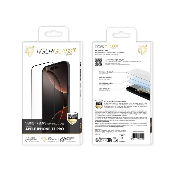 TIGER GLASS PLUS VERRE TREMPE RECYCLE IPHONE 17 PRO