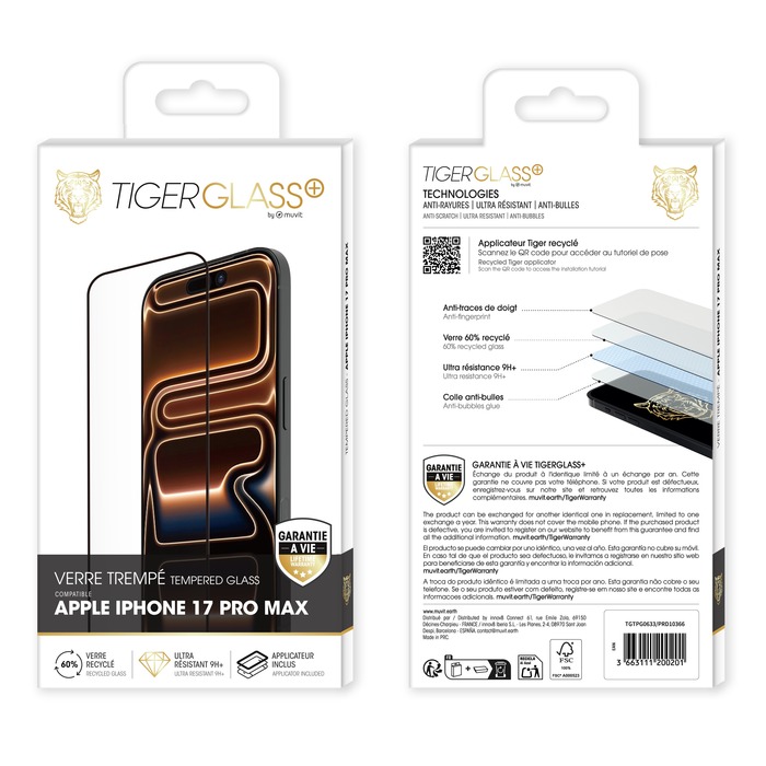 TIGER GLASS PLUS VERRE TREMPE RECYCLE IPHONE 17 PRO MAX