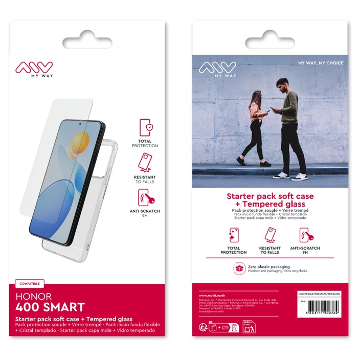 STARTER PACK COQUE SOUPLE + VERRE TREMPE HONOR 400 SMART