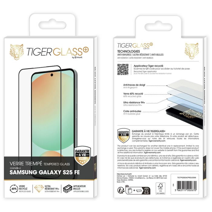 TIGER GLASS PLUS VERRE TREMPE RECYCLE SAMSUNG GALAXY S25 FE