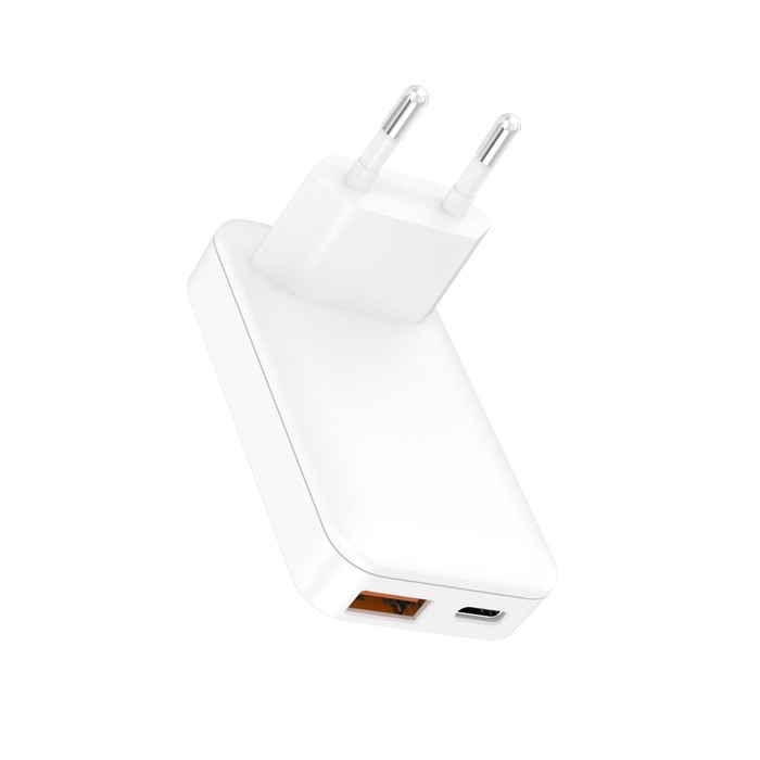 CHARGEUR SECTEUR PLAT 30W USB-C USB-A BLANC