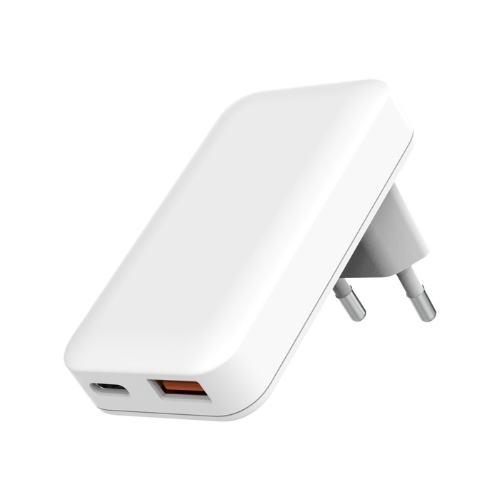 CHARGEUR SECTEUR PLAT 30W USB-C USB-A BLANC