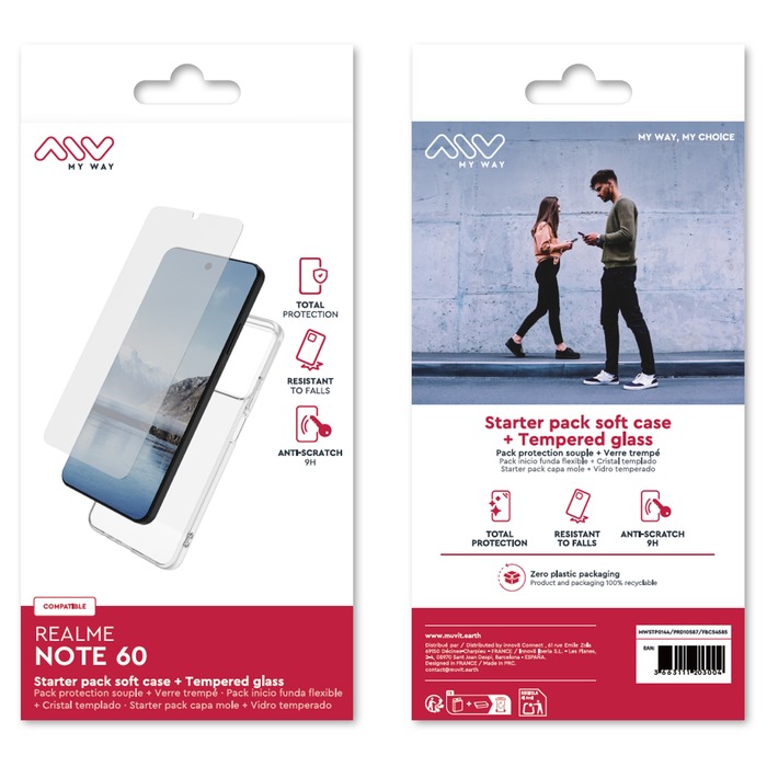 STARTER PACK COQUE SOUPLE + VERRE TREMPE REALME NOTE 60