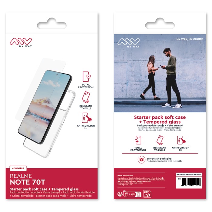 STARTER PACK COQUE SOUPLE + VERRE TREMPE REALME NOTE 70T