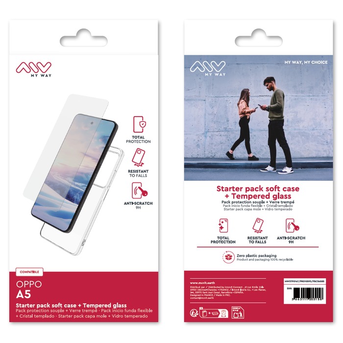 STARTER PACK COQUE SOUPLE + VERRE TREMPE OPPO A5