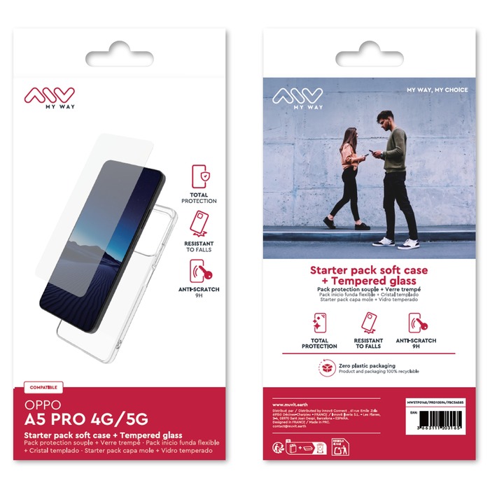 STARTER PACK COQUE SOUPLE + VERRE TREMPE OPPO A5 PRO 4G/5G