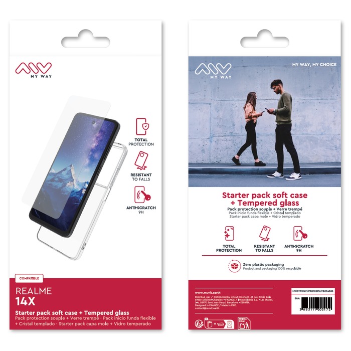 STARTER PACK COQUE SOUPLE + VERRE TREMPE REALME 14X