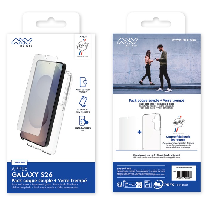 PACK COQUE SOUPLE + VERRE TREMPE SAMSUNG GALAXY S26