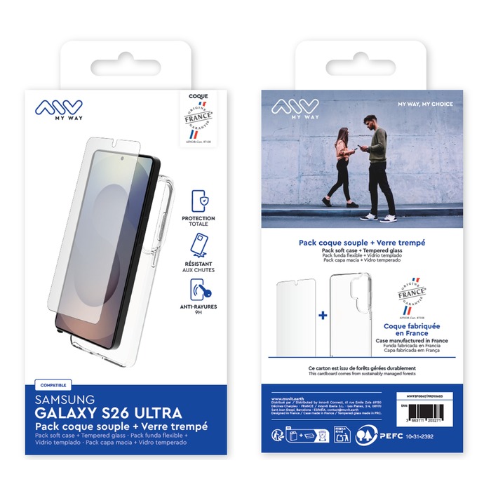 PACK COQUE SOUPLE + VERRE TREMPE SAMSUNG GALAXY S26 ULTRA