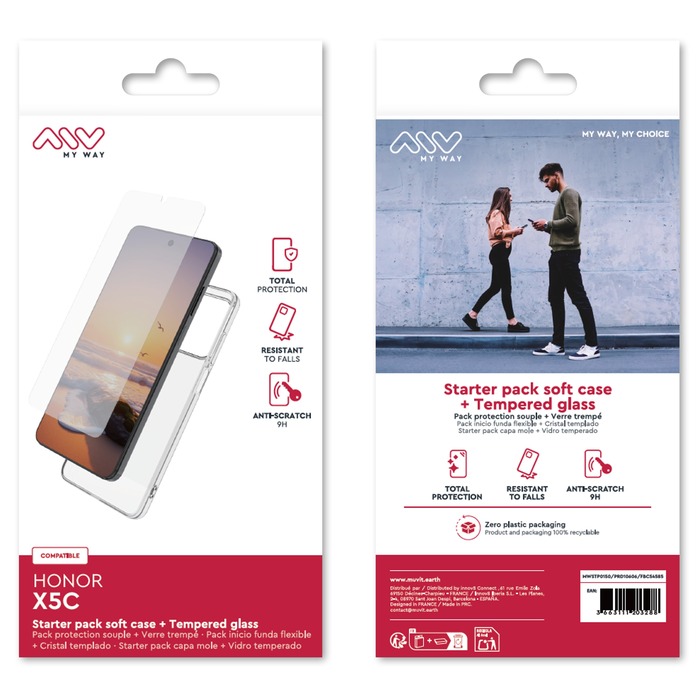 STARTER PACK COQUE SOUPLE + VERRE TREMPE HONOR X5C