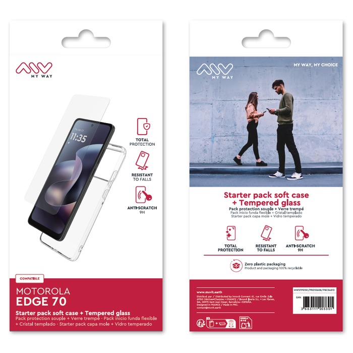 STARTER PACK COQUE SOUPLE + VERRE TREMPE 3D MOTOROLA EDGE 70