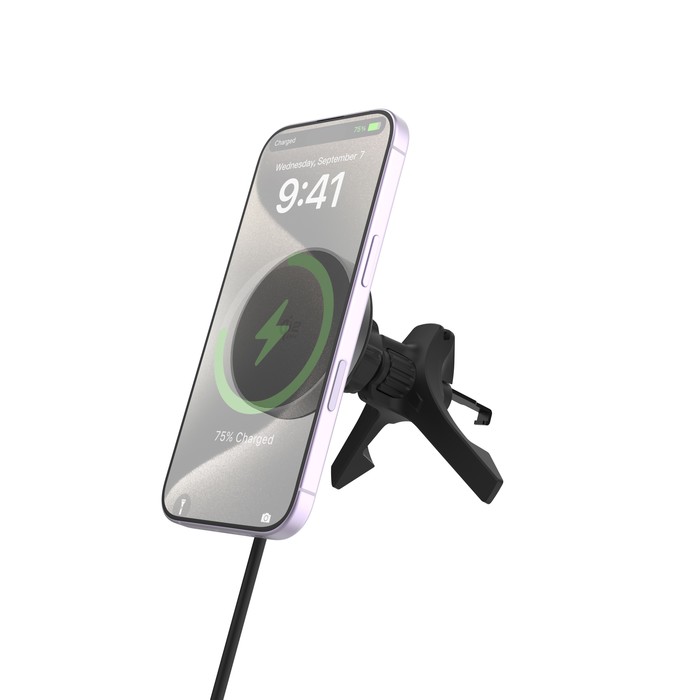 TIGER POWER SUPPORT VOITURE CHARGEUR QI2 25W GRILLE D'AERATION GRIS