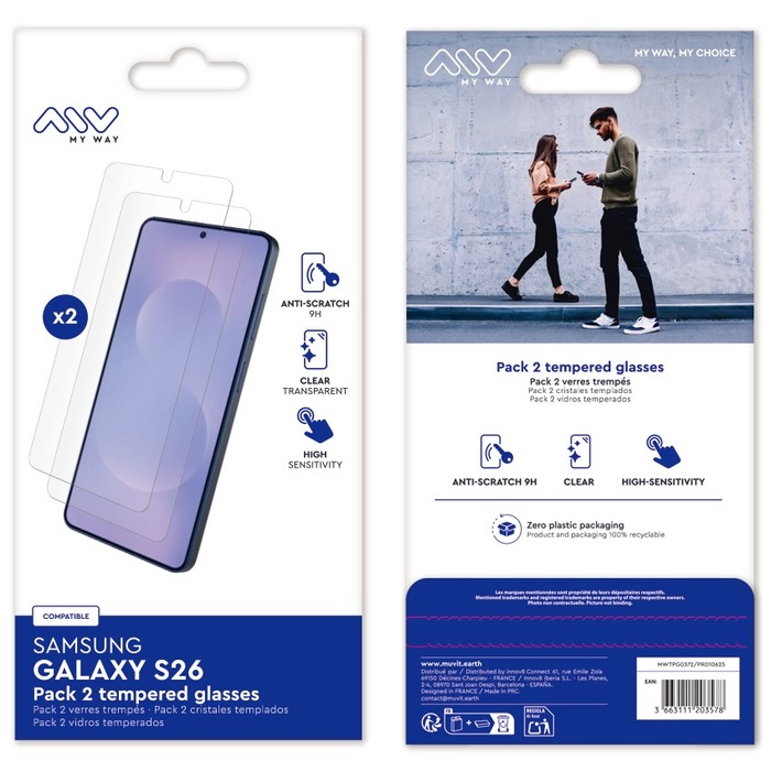 PACK 2 VERRES TREMPES SAMSUNG GALAXY S26