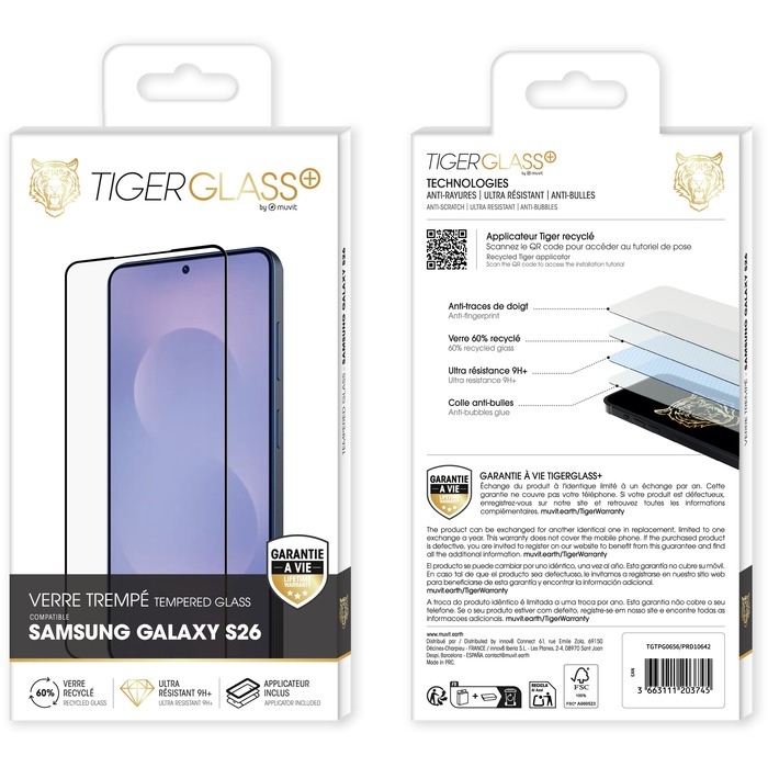 TIGER GLASS PLUS VERRE TREMPE RECYCLE SAMSUNG GALAXY S26