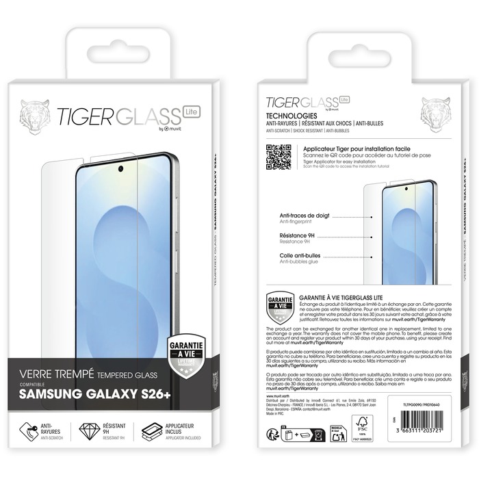 TIGER GLASS LITE VERRE TREMPE GARANTIE A VIE SAMSUNG GALAXY S26+