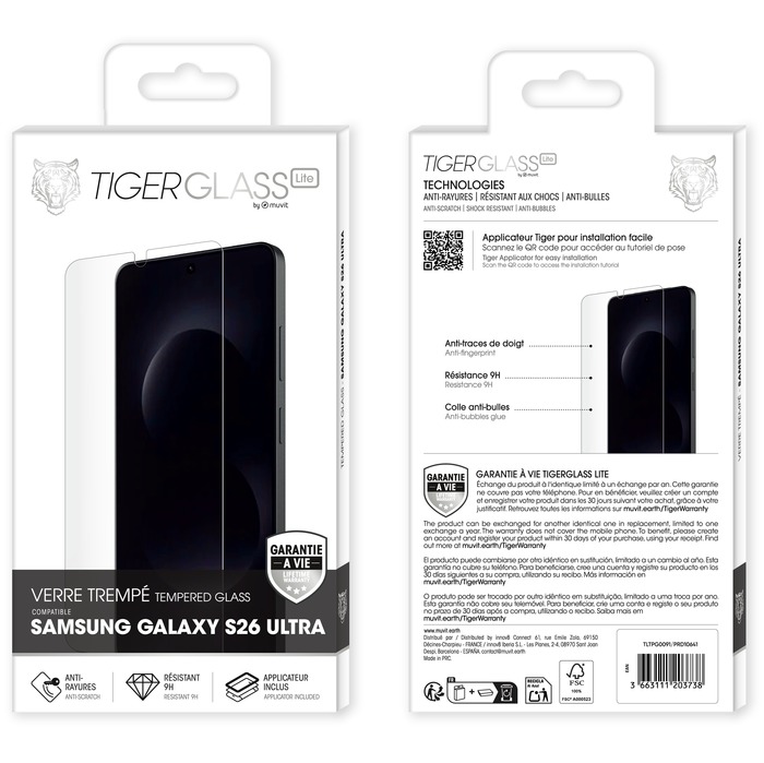 TIGER GLASS LITE VERRE TREMPE GARANTIE A VIE SAMSUNG GALAXY S26 ULTRA