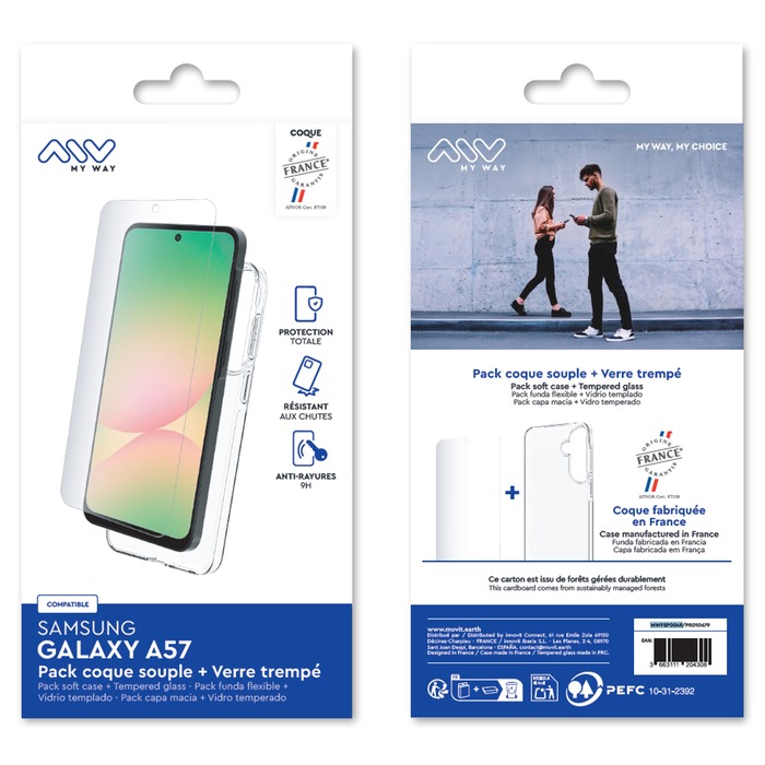 PACK COQUE SOUPLE + VERRE TREMPE SAMSUNG GALAXY A57