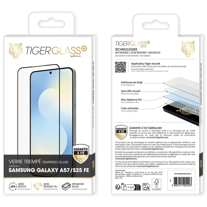 TIGER GLASS PLUS VERRE TREMPE RECYCLE SAMSUNG GALAXY A57/S25 FE