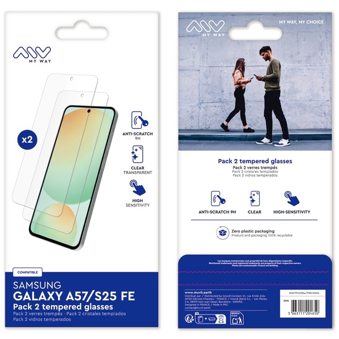 PACK 2 VERRES TREMPES SAMSUNG GALAXY A57/S25 FE
