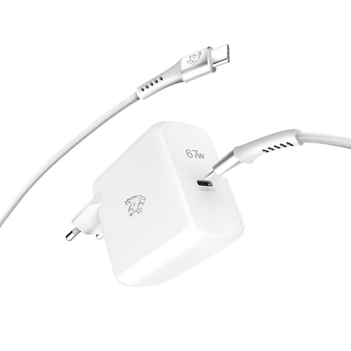 TIGER POWER LITE PACK CHARGEUR SECTEUR GAN 67W + CABLE USB-C 2M BLANC