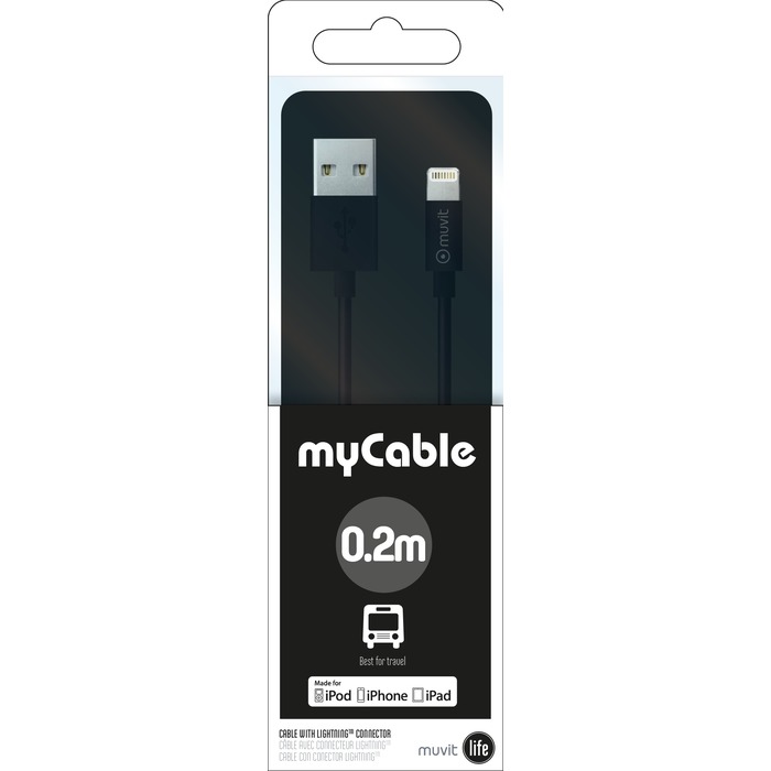 CABLE USB/LIGHTNING 0.2M NOIR