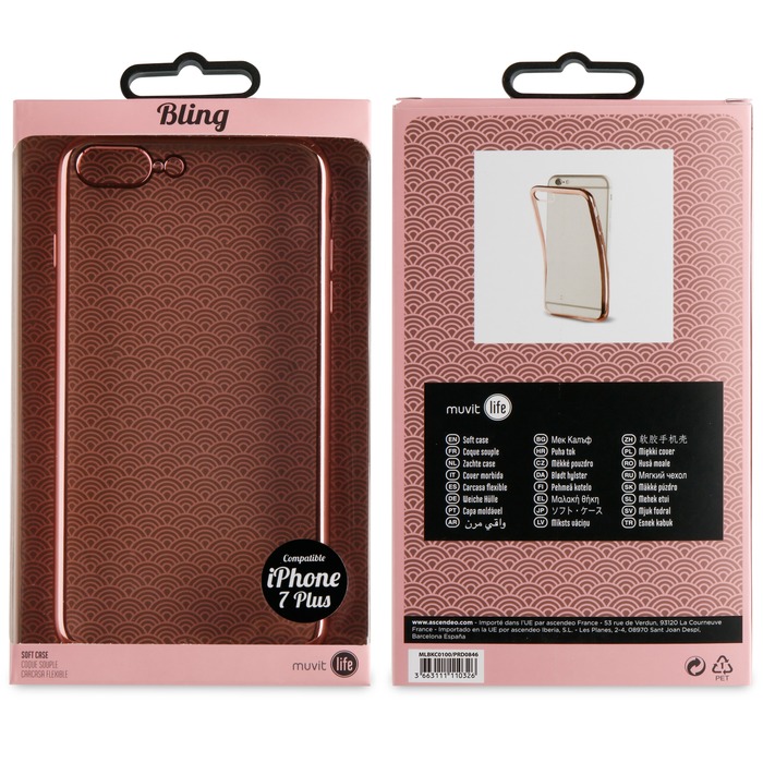 COQUE BLING OR ROSE: APPLE IPHONE 6+/6S+/7+/8+