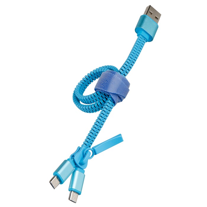 CABLE DOUBLE 2A CHARGE USB/MICRO-USB 0.35M BLEU