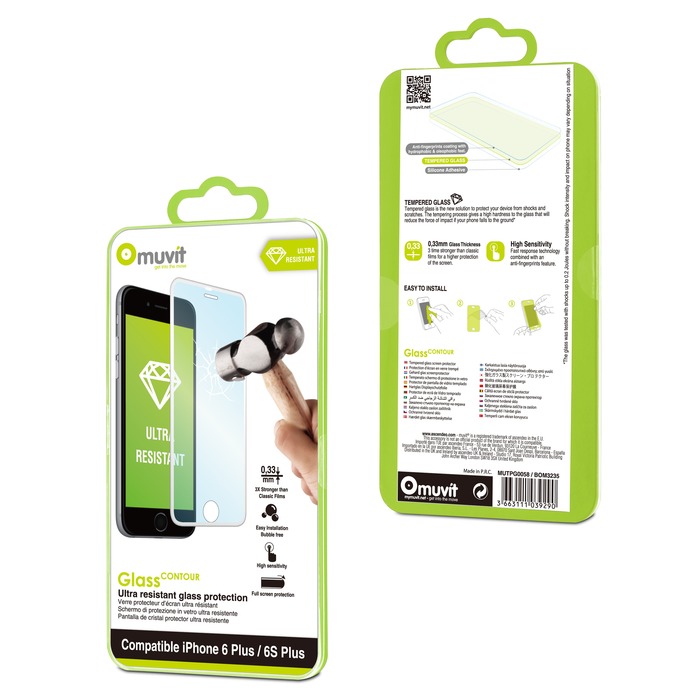 VERRE TREMPE CONTOUR ARGENT: APPLE IPHONE 6+/6S+