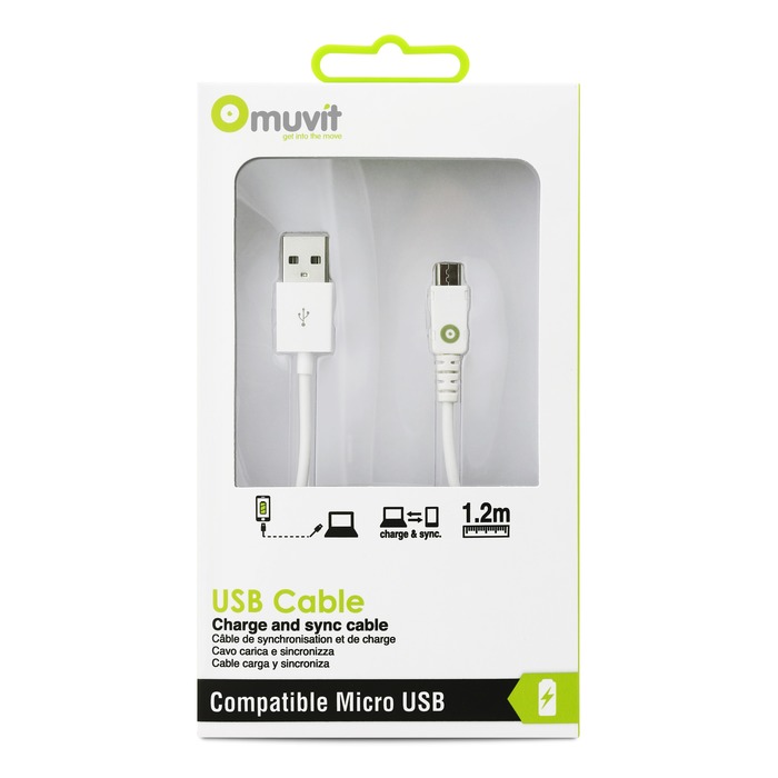SPRING CABLE DROIT CHARGE & SYNC 1A USB/MICRO-USB 1M BLANC
