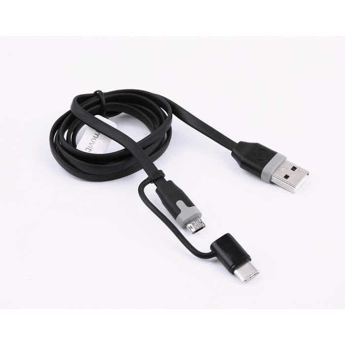 TAB CABLE CABLE 2 EN 1 2.4A USB/MICRO-USB/TYPE C NOIR