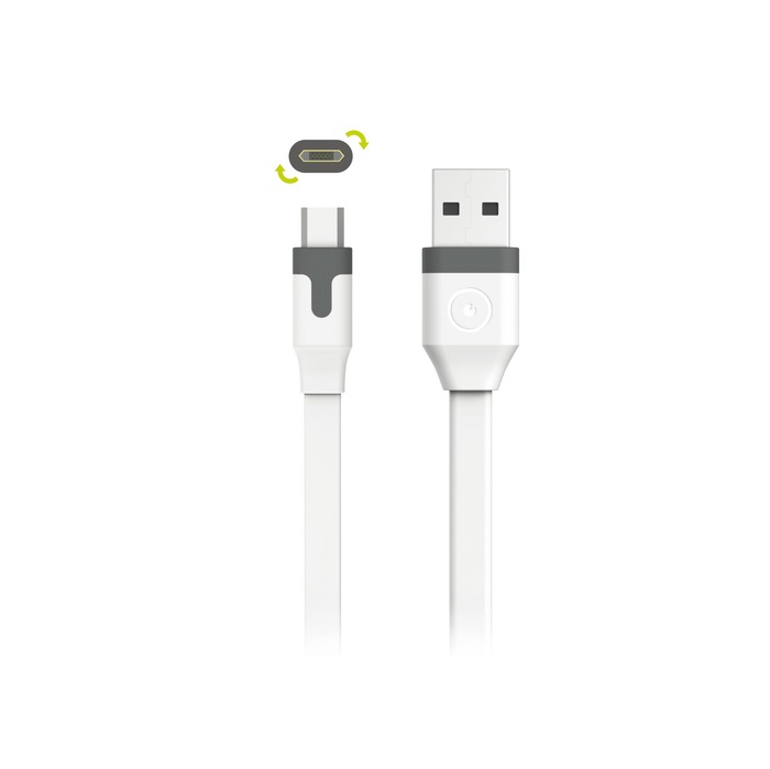 TAB FLAT CABLE CHARGE &amp; SYNC 2.4A USB/MICRO-USB 1M BLANCO