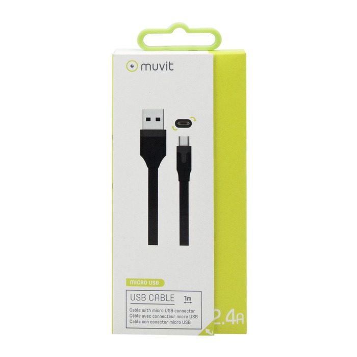 TAB CABLE PLAT CHARGE & SYNCHRO 2.4A USB/MICRO-USB 1M NOIR