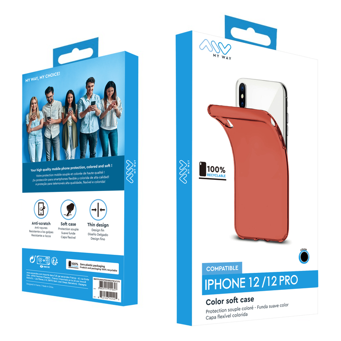 COQUE COLORED TPU NOIR IPHONE 12/12 PRO