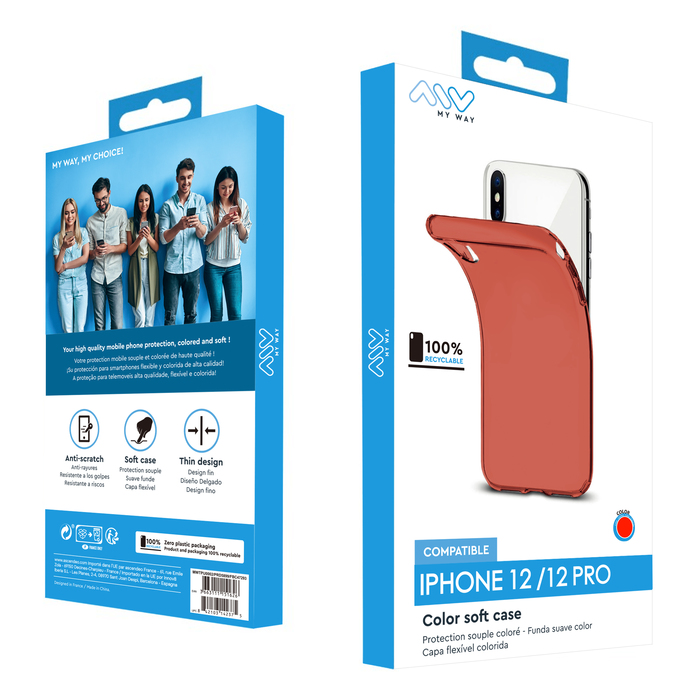 COQUE COLORED TPU ROUGE IPHONE 12/12 PRO