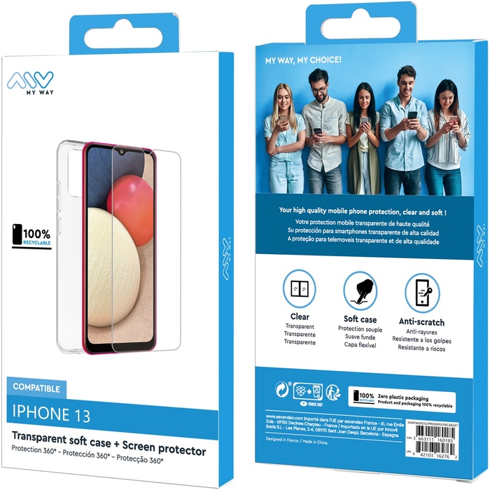 STARTER PACK COQUE SOUPLE + VERRE TREMPE IPHONE 13