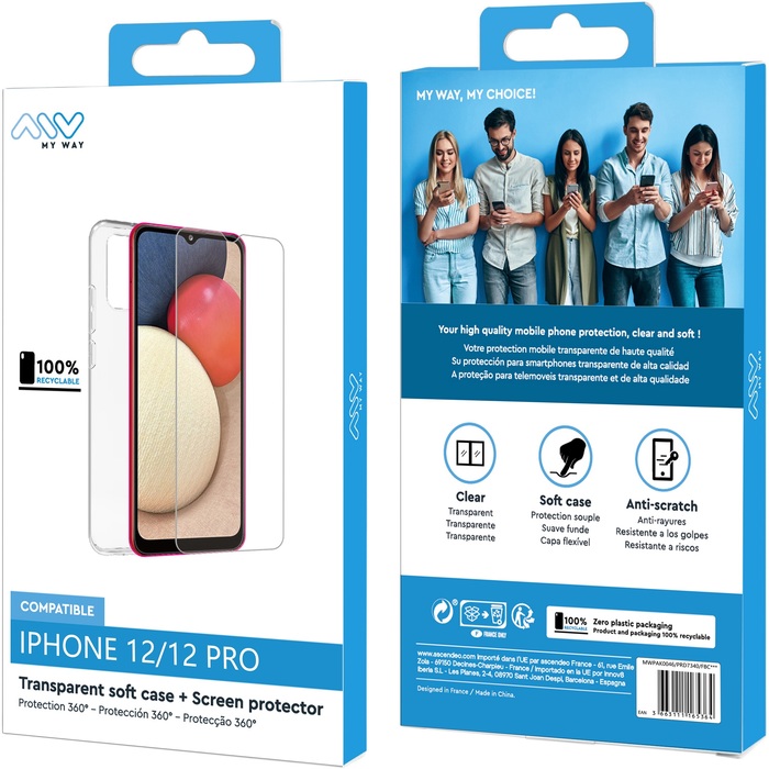 STARTER PACK SOFT SHELL + TEMPERED GLASS IPHONE 12/12 PRO