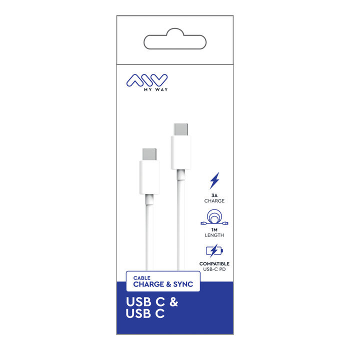 CABLE USB-C USB-C 1M BLANC