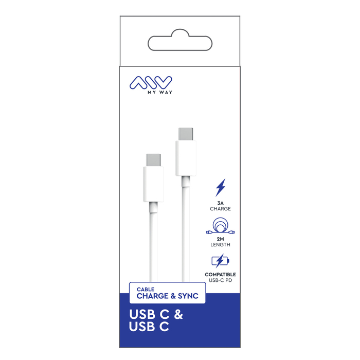 CABLE USB-C USB-C 2M BLANC